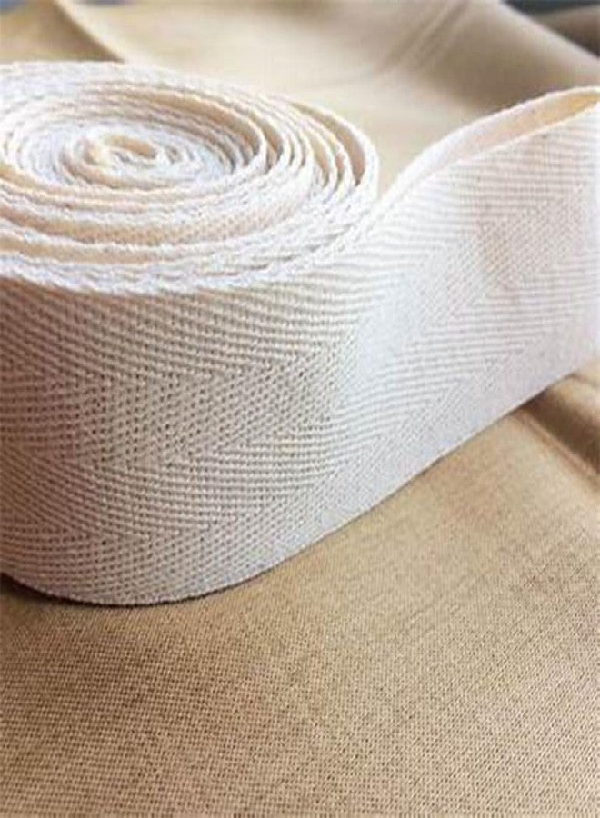 CANVASS® Cotton Twill Tape Ribbon Soft Natural Twill Tape Herringbone Dyeable Webbing Tape Sewing Twill Ribbon for DIY Craft Making & Chair Charpai and Bag Making (Beige, 1 Inch) - Image 1